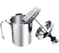 Schiumalatte manuale in acciaio inox con doppio schermo in schiuma, per cappuccino latte cioccolata calda (400ML)