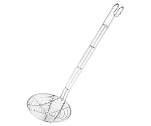 SCHIUMAROLA A GIRO INOX 14 CM. PALA FRITTO MESTOLO LUNGHEZZA 49 CM. PADERNO
