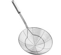 Schiumarola in acciaio inossidabile, mestolo da cucina a rete con manico per uso quotidiano, per friggere, cuocere al vapore e scodellare. Diametro: 20 cm. Lunghezza totale: 45 cm