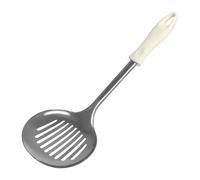 Schiumarola in Acciaio Inox 33,9 cm - Cucchiaio Forato con Fessure Verticali e Manico Ergonomico in Polipropilene - Ideale per Fritture, Pasta, Brodi - 12 cm Diametro Testina