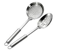 Schiumarola,Mestolo Separa-Olio A Manico Lungo | 2 Pezzi Schiumarola In Metallo Per Zuppa | Per Verdure, Carne, Pasta, Tagliatelle, Cibi Caldi, Servire, Frittura A Caldo E Cottura