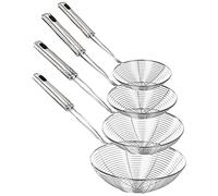 Schiumarola ragno in acciaio inox, confezione da 4 - Schiumarola professionale con filo di acciaio, colino e scolapasta per acqua o olio-spatola, manico ad alta resistenza al calore, 14/16/18/20 cm