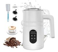 Schiumatore Elettrico 4-In-1: Schiumatore Automatico Per Latte Caldo E Freddo, Spegnimento Automatico, Design In Acciaio Inox, Funzionamento Silenzioso Per Cappuccino (Bianco-Display Digitale)