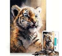 Schizzo ad acquerello di una tigre - Puzzle da 1000 pezzi per adolescenti - Gioco di logica stimolante - Divertimento e svago - Bordo trasparente - Oggetto da collezione 38x26cm