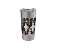 Schizzo e disegno della famiglia di cuccioli di Cavalier Spaniel. Bicchiere termico in acciaio inox doppia parete