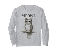 Schizzo Meowl - Meow Cat Owl Brainrot Meme Gaming Slang Maglia a Manica