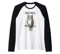 Schizzo Meowl - Meow Cat Owl Brainrot Meme Gaming Slang Maglia con Maniche Raglan