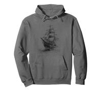 Schizzo Vintage Pirata Nave Nautica Barca Capitano Felpa con Cappuccio