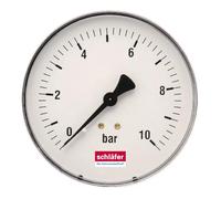 Schläfer 0930169 | Manometro Idraulico Posteriore Attacco assiale 3/8" Scala 0-10 Bar da 63 mm per Impianti Termici Aria Acqua con Indicatore pressione idraulica