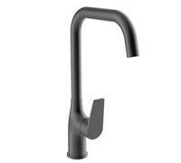 Schläfer 26506520 | Miscelatore Lavello Cucina Nero Opaco con Bocca Alta a Squadra, Girevole 360°, Rubinetto Cucina Professionale Orientabile, Miscelatore Leva Laterale Serie Leonardo in Ottone