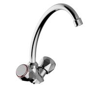 Schläfer 3431411 | Rubinetto Lavello per Cucina Lavanderia Gruppo Monoforo con Vitone per Lavatoio Lavandino Manopola Tonda in Metallo Bocca Girevole Alta. Cromo