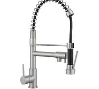 Schläfer 35206525 | Miscelatore Lavello Cucina ESSENCE PROFESSIONAL con Bocca Girevole e Doccetta Estraibile, Rubinetto Cucina Professionale in Ottone colore grigio inox spazzolato con Doccino
