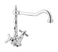 Rubinetto Lavello cucina con manopola antica Canna Alta stile retro, cromo