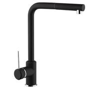 Schläfer 35506520 | Miscelatore Lavello Cucina Nero Opaco, Bocca Girevole 360° a squadra, Rubinetto Cucina Professionale con Doccetta Estraibile in Ottone, Miscelatore Lavello con Doccino Serie Stilo