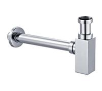 Schläfer 3934650 Sifone Quadrato per Lavabo 1 1/4 in Ottone Cromato, Sifone Design d'Arredo Design Minimalista Tubo Scarico regolabile Ø 32 mm Lunghezza 300 mm Universale Bagno Moderno