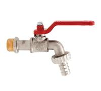 Schläfer 433805 | Valvola di scarico a sfera 3/4 in Ottone Rubinetto portagomma, Leva Rossa in Alluminio e Bullone di bloccaggio, Rubinetto Esterno per Giardino Cromo/Satinato Made in Italy