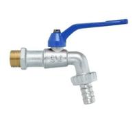 Schläfer 433810 | Rubinetto da Esterno per Giardino e Fontana, Portagomma a Sfera 1/2" in Ottone con Leva in Alluminio Blu, Attacco Tubo 3/4" (15/19mm)