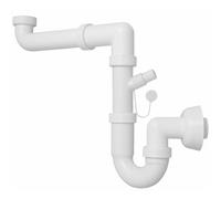 Schläfer 4395025 | Sifone Universale 1"1/2 per lavelli - Uscita diam 40mm, Set Sifone a S in Plastica, Scarico Lavandino Autopulente Salvaspazio per Lavello Singolo con Attacco Lavastoviglie Lavatrice