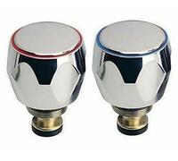 Schläfer 4502816 | Pomolo, Manopola per Gruppo Rubinetto Lavello, Kit Ricambio Rubinetto Bagno e Cucina Universale, Coppia Maniglia in metallo CALDO e FREDDO con Vitoni Meccanici 1/2" G - diam 20mm