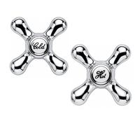 Schläfer 4503510 | Kit Maniglia a Croce per Rubinetto 8x20 con Vitone Meccanico 1/2" (Ø20mm) e Cappuccio, Coppia Manopole Rubinetteria Caldo e Freddo Bagno e Cucina in Metallo, Cromo
