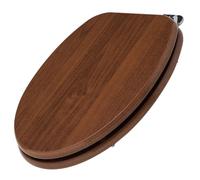 Schläfer 4637173 | Tavoletta Wc Copriwater Universale, Sedile Wc in Legno, Tavoletta Water "Weser" Forma Ovale, Cerniere Regolabili in Metallo, Colore Noce