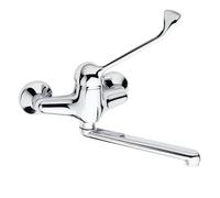 Schläfer 48015110 - Lavello Parete leva lunga con Cromo, Miscelatore Cucina leva clinica con Comando a Gomito, Beccuccio Girevole a 180° distanza fori 15/17 mm