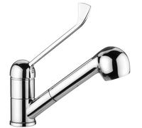 Schläfer 500154014 - Rubinetto per Lavello leva lunga con Doccetta Estraibile due Getti Cromo, Miscelatore Cucina leva clinica con Comando a Gomito, Beccuccio Girevole a 360°, Connettori G 3/8 Pollici