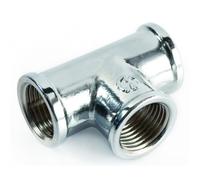 Schläfer 640510 | Raccordo a T in Ottone 1/2 Femmina Cromo Lucidato, Raccordo Triplo Femmina TEE, Raccordo per tubi con Filettatura Interna 3 Vie Cromato