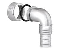 Schläfer 655811 | Raccordo a Gomito 1" con Curva a 90 Gradi per Attacco Sifone Scarico Lavatrice e Lavastoviglie, Compatibile con Tubi Ø 19-23,5mm (3/4"), Portagomma in Plastica, Finitura Cromata