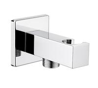 Schläfer 814420 | Presa Acqua Doccia Quadra con supporto per Doccetta Cromo, Uscita Acqua Parete G 1/2" - Ø 20,86 mm, Raccordo Gomito per Flessibile Doccetta in Ottone Design Moderno