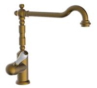 Schläfer 86126510 | Miscelatore Rubinetto da Cucina Lavello Serie Retrò in Stile Antico Vecchio Ottone, Canna Alta Girevole Universale, Rubinetto Vintage Universale in Bronzo per Lavatoio, Lavanderia