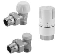 Schläfer 37041202 | Kit Termostatico ad angolo completo con valvola Termostatica 1/2, testa di comando impostazione 0-28 C e detentore 1/2 per termosifone, Termoarredi, Scaldasalviette