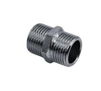 Schläfer | Nipple Doppio in Ottone Nichelato e Cromato con Attacco Femmina, Adatto per Sistemi di Refrigerazione, Idraulici, Carburanti e Gas Naturale, Dim: 1/2" x 1/2", 1, Dimensione: 3/8" x 3/8"