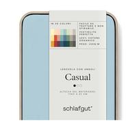 schlafgut Casual Lenzuolo con angoli da 140x200cm a 160x200cm, 100% cotone organico, Blue Light