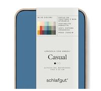 schlafgut Casual Lenzuolo con angoli da 140x200cm a 160x200cm, 100% cotone organico, Blue Mid