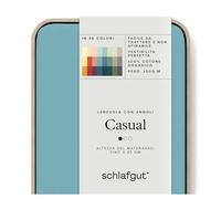 schlafgut Casual Lenzuolo con angoli da 140x200cm a 160x200cm, 100% cotone organico, Petrol Mid