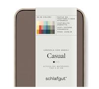 schlafgut Casual Lenzuolo con angoli da 140x200cm a 160x200cm, 100% cotone organico, Sand Deep