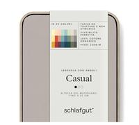 schlafgut Casual Lenzuolo con angoli da 140x200cm a 160x200cm, 100% cotone organico, Sand Mid