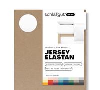 schlafgut Easy Jersey Elastane lenzuolo con angoli da 120x200 a 130x220, in morbidissimo cotone con il 5% di elastan, gomma FlexFit originale, certificato ÖKO TEX, Full-White