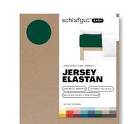 schlafgut Easy Jersey Elastane lenzuolo con angoli da 140x200 a 160x220, in morbidissimo cotone con il 5% di elastan, gomma FlexFit originale, certificato ÖKO TEX, Green Deep