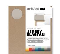schlafgut Easy Jersey Elastane lenzuolo con angoli da 140x200 a 160x220, in morbidissimo cotone con il 5% di elastan, gomma FlexFit originale, certificato ÖKO TEX, Sand Mid