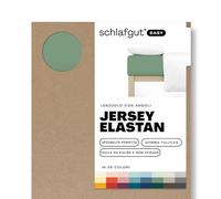 schlafgut Easy Jersey Elastane lenzuolo con angoli da 180x200 a 200x220, in morbidissimo cotone con il 5% di elastan, gomma FlexFit originale, certificato ÖKO TEX, Green Mid