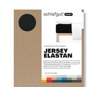 schlafgut Easy Jersey Elastane lenzuolo con angoli da 180x200 a 200x220, in morbidissimo cotone con il 5% di elastan, gomma FlexFit originale, certificato ÖKO TEX, Off-Black