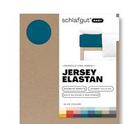 schlafgut Easy Jersey Elastane lenzuolo con angoli da 180x200 a 200x220, in morbidissimo cotone con il 5% di elastan, gomma FlexFit originale, certificato ÖKO TEX, Petrol Deep