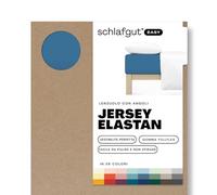 schlafgut Easy Jersey Elastane lenzuolo con angoli da 180x200 a 200x220, in morbidissimo cotone con il 5% di elastan, gomma FlexFit originale, certificato ÖKO TEX, Blue Mid