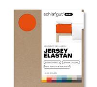 schlafgut Easy Jersey Elastane lenzuolo con angoli da 90x190 a 100x220, in morbidissimo cotone con il 5% di elastan, gomma FlexFit originale, certificato ÖKO TEX, Red Mid