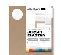 schlafgut Easy Jersey elastane, lenzuolo con angoli per materassi topper fino a 10 cm di altezza, da 180x200 cm a 200x220 cm, 95% cotone organico e 5% elastan, Full-White