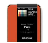 schlafgut Pure Lenzuolo con angoli da 120x200cm a 130x220cm, 95% morbido cotone organico e 5% elastanliscio e robusto, Red Mid