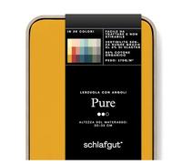 schlafgut Pure Lenzuolo con angoli da 120x200cm a 130x220cm, 95% morbido cotone organico e 5% elastanliscio e robusto, Yellow Deep