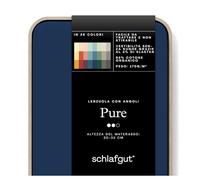 schlafgut Pure Lenzuolo con angoli da 180x200 cm a 200x220 cm, 95% morbido cotone organico e 5% elastanliscio e robusto, Blue Deep